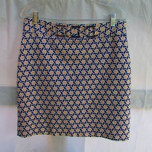 Rafaella Blue and Cream Geometric Mini Skirt